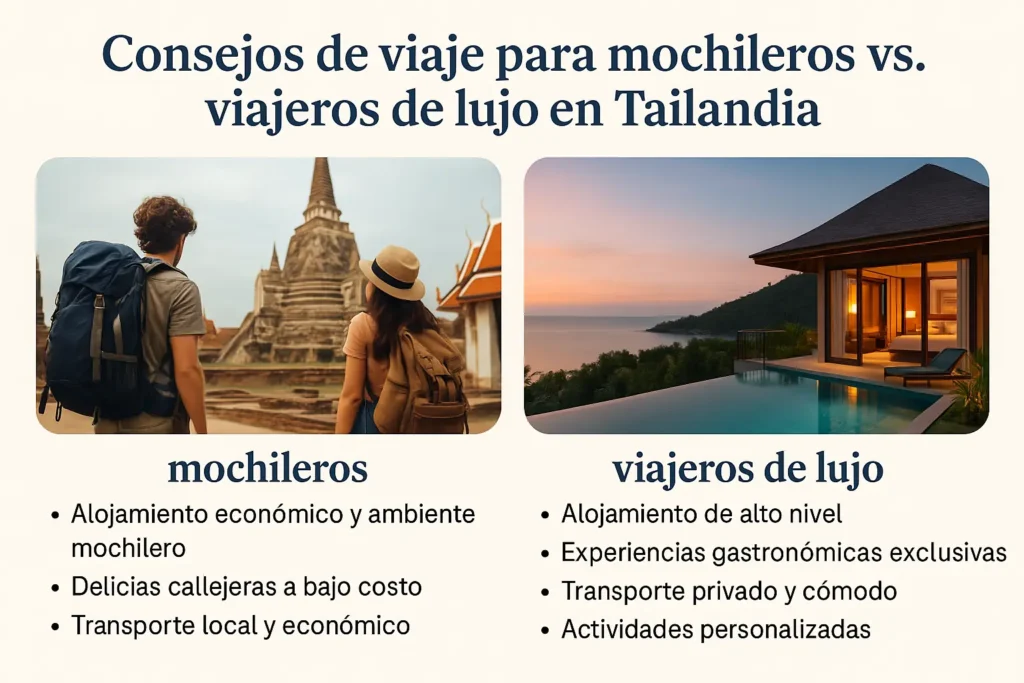 Consejos de Viaje para Mochileros vs. Viajeros de Lujo en Tailandia